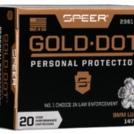 Speer Gold Dot Personal Protection Ammo 9mm 20-Rounds 147 Grain Hollow Point 1 Speer Gold Dot Personal Protection Ammo 9mm 20-Rounds 147 Grain Hollow Point