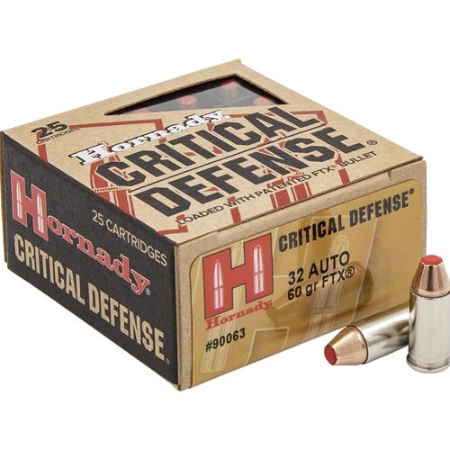 Hornady Critical Defense 32 ACP Auto Ammo 60 Grain Flex Tip eXpanding 25-Count Hornady Critical Defense 32 ACP Auto Ammo 60 Grain Flex Tip eXpanding 25-Count