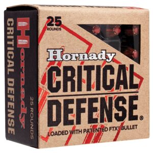 Hornady Critical Defense Brass 9mm 115 Grain 25-Rounds FTX