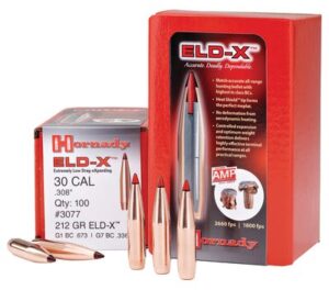 Hornady 30 Caliber Bullets 200 Grains, Boat Tail, ELD-X, Per 100 3 Boat Tail