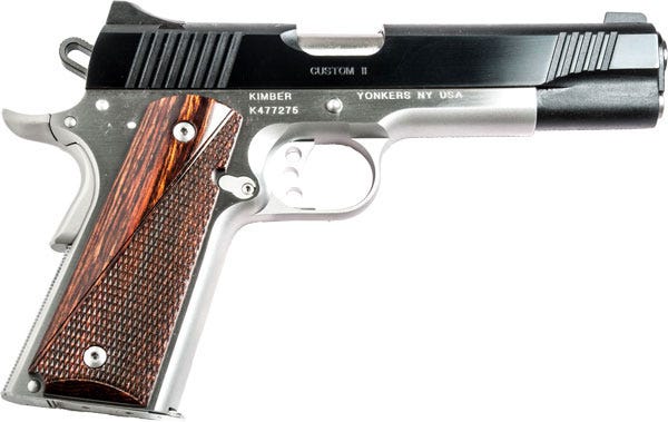Kimber Custom II 45ACP 5 Inch 7 Rd Fixed Sights Two Tone Black/ Stainless Kimber Custom II 45ACP 5 Inch 7 Rd Fixed Sights Two Tone Black/ Stainless