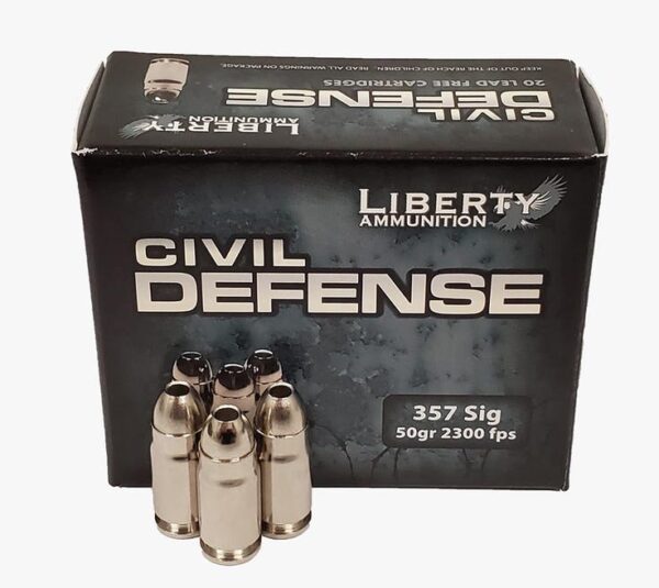 Liberty Ammunition Civil Defense .357 Sig 50-Grain 20-Rounds Lead-Free Fragmenting Hollow Point Liberty Ammunition Civil Defense .357 Sig 50-Grain 20-Rounds Lead-Free Fragmenting Hollow Point