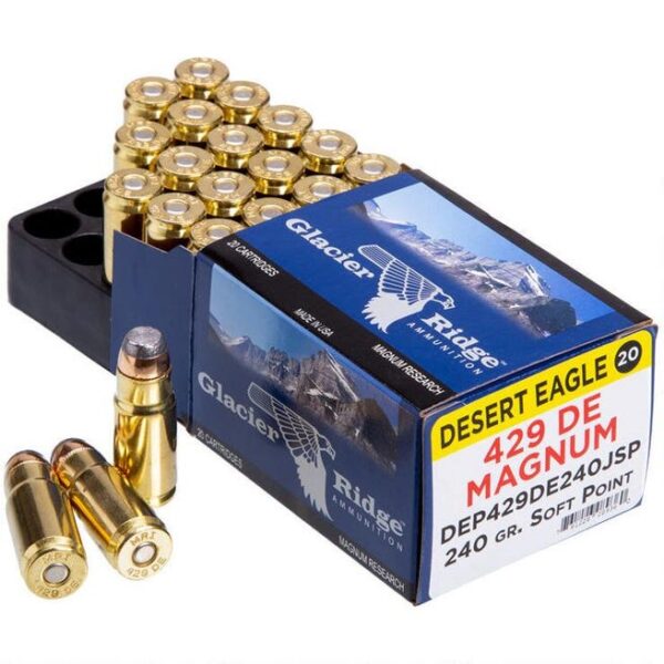 Magnum Research Glacier Ridge .429 DE Ammunition 20Rds JSP 240-Grain 1625fps Magnum Research Glacier Ridge .429 DE Ammunition 20Rds JSP 240-Grain 1625fps
