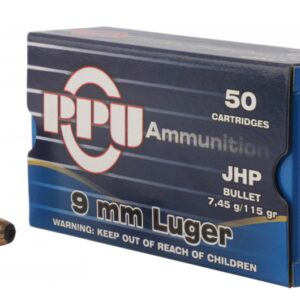 PPU PPR9.21 Handgun 115 Grain 9mm Luger 50 Rounds Jacketed Hollow Point