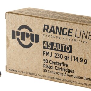 PPU Range Ammo Brass .45 ACP 50-Round 230 Grain FMJ