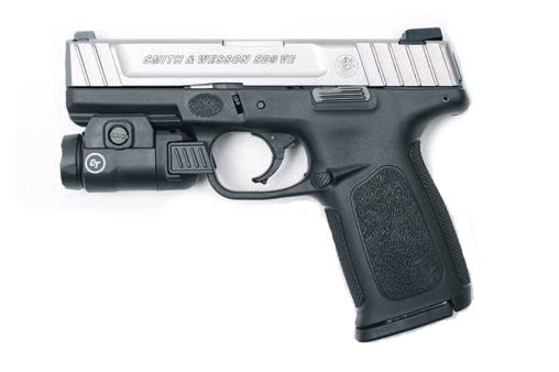 Smith & Wesson SD9 VE Stainless 9mm 4" Barrel 16-Rounds Crimson Trace Rail Master Smith & Wesson SD9 VE Stainless 9mm 4" Barrel 16-Rounds Crimson Trace Rail Master