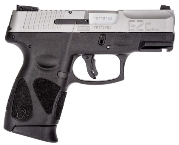 Taurus G2C Pistol Black/Stainless 9mm 3.2" Barrel 12-Rounds Includes 2 Magazines Taurus G2C Pistol Black/Stainless 9mm 3.2" Barrel 12-Rounds Includes 2 Magazines