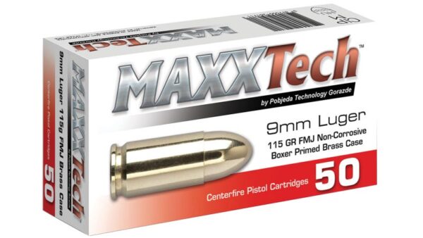 TulAmmo MaxxTech Brass 9mm 115-Grain 50-Rounds FMJ TulAmmo MaxxTech Brass 9mm 115-Grain 50-Rounds FMJ