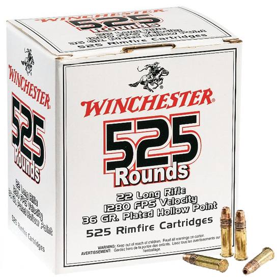 Winchester USA Brass .22 LR 36-Grain 525-Rounds CPHP Winchester USA Brass .22 LR 36-Grain 525-Rounds CPHP