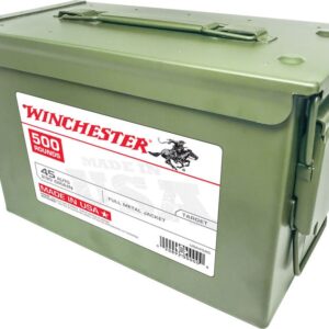 Winchester Ammunition Brass .45 ACP 230 Gr. Full Metal Jacket 500Rds in Ammo Can