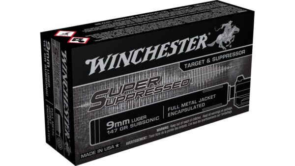 Winchester Super Suppressed 9mm 147 Grain 50-Rounds FMJ Winchester Super Suppressed 9mm 147 Grain 50-Rounds FMJ