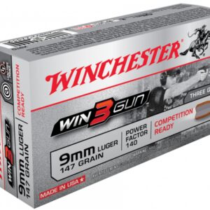 Winchester Ammo X9TG Win3Gun 9mm 147 Grain 50 Rounds Jacketed Flat Point