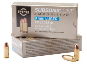 PPU Subsonic 9mm 158 Grain 50-Rounds FMJ 3 PPU Subsonic 9mm 158 Grain 50-Rounds FMJ
