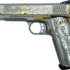 Smith and Wesson 1911 E-Series "Viking" Gold Inlay On Stainless .45 ACP 5" 8Rds GrabAGun Exclusive
