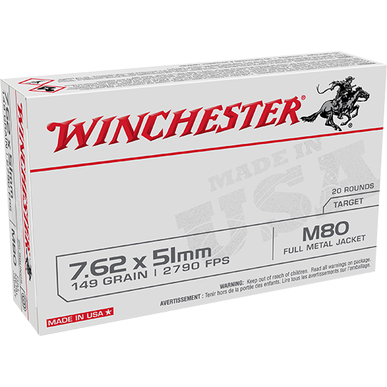 Winchester USA Brass 7.62 X 51 / .308 Win 149-Grain 20-Rounds FMJ Winchester USA Brass 7.62 X 51 / .308 Win 149-Grain 20-Rounds FMJ