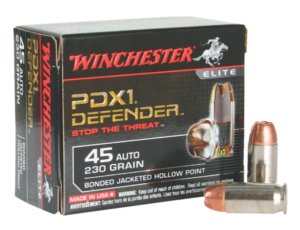 Winchester PDX1 Defender Nickel Plated Brass .45 ACP 230-Grain 20-Rounds BJHP Winchester PDX1 Defender Nickel Plated Brass .45 ACP 230-Grain 20-Rounds BJHP