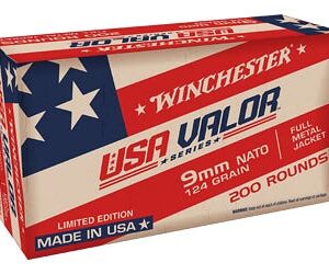 Winchester USA Valor Brass 9mm 124-Grain 200-Rounds FMJ