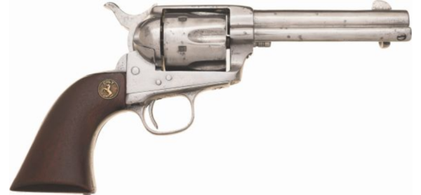 A1387 Colt 45 SAA Antique Black Powder Frame 4 3/4" Nickel Walnut Letter