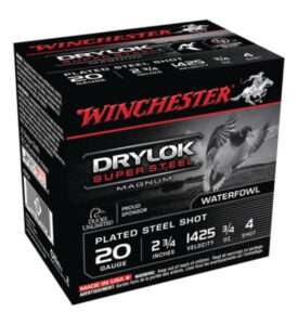 Winchester Super X Waterfowl Loads 20 Ga, 2.75", 3/4oz, 4 Shot, 25rd Box Winchester Ammo 3 Winchester Super X Waterfowl Loads 20 Ga