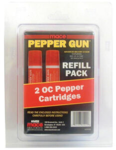 Mace Pepper Gun Refill Cartridges, OC, 2 Pack Mace Security 3 Mace Pepper Gun Refill Cartridges