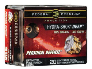 Federal Personal Defense 40S&W 165gr, HS Deep, 20rd Box Federal Ammunition 3 Federal Personal Defense 40S&W 165gr