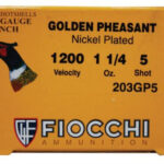 Fiocchi Golden Pheasant Nickel 20 Ga, 3", 1.25oz, 5 Shot, 1200 FPS, 25rd/Box Fiocchi Ammunition 1 Fiocchi Golden Pheasant Nickel 20 Ga