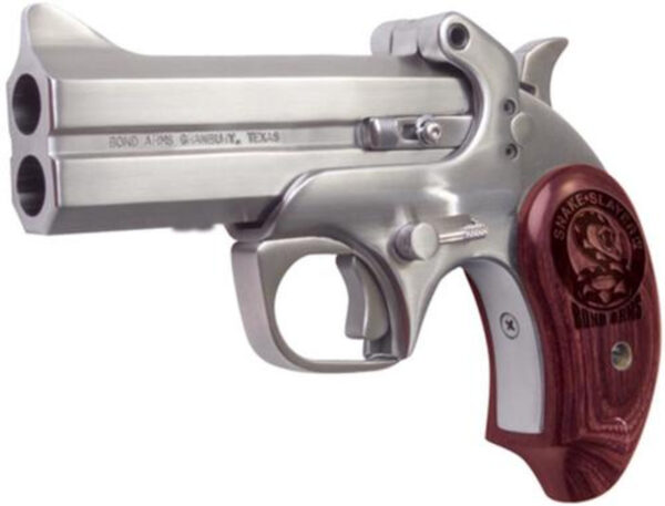 Bond Arms Snake Slayer IV .45 Colt/410 4.25" Barrel SS Satin Finish Extended Rosewood Grips 2 Shot Bond Arms Snake Slayer IV .45 Colt/410 4.25" Barrel SS Satin Finish Extended Rosewood Grips 2 Shot