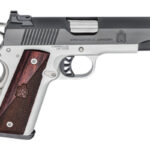 Springfield Ronin, 1911, SAO, Commander, 9mm, 4.25" Match Grade Barrel, Alloy, Blued Slide, Satin Cerakote Frame, Wood Grips, Fiber Optic Front Sight, Tactical Rack White Dot Rear Sight, Manual Safety, 9rd, 1 Magazine Springfield Armory 2 Springfield Ronin