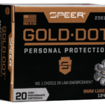 Speer Ammo Gold Dot Personal Protection 9mm +P 124gr, Hollow Point, 20rd Box Speer Ammunition 1 Speer Ammo Gold Dot Personal Protection 9mm +P 124gr