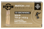 PPU Match Rifle 50 BMG, 725gr, Full Metal Jacket Solid, 5Bx/20Cs 3 PPU Match Rifle 50 BMG