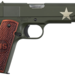 Auto-Ordnance 1911 Tanker 45 ACP, 5" Barrel, Olive Drab Green with Sherman Tank Star, Checkered US Engraved Wood Grip, 7rd 2 Auto-Ordnance 1911 Tanker 45 ACP