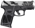Taurus G3c 9mm, 3.26" Barrel, Silver Slide, Black Laser Engraved USA Flag, 10rd 3 Taurus G3c 9mm
