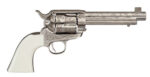 Cimarron Frontier 45 LC, 5.5" Barrel, Engraved Nickel, White Grips, 6rd 3 Cimarron Frontier 45 LC