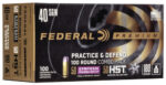Federal Premium Practice & Defend 40 Smith & Wesson, 180gr, Syntech TSJ, HST JHP, 100rd Box 3 Federal Premium Practice & Defend 40 Smith & Wesson