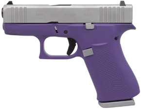 Glock 43X Subcompact 9mm, 3.41" Barrel, Silver/Bright Purple, Fixed Sights, 2x10rd Mags Glock 3 Glock 43X Subcompact 9mm