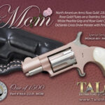 North American Arms MOM Mini Revolver 22 LR 1/1/8" Barrel Rose Gold, White Pearl Grips, With Holster North American Arms 1 North American Arms MOM Mini Revolver 22 LR 1/1/8" Barrel Rose Gold