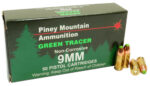 Piney Mountain Green Tracer 9mm, 119gr, Full Metal Jacket, 20rd Box 3 Piney Mountain Green Tracer 9mm