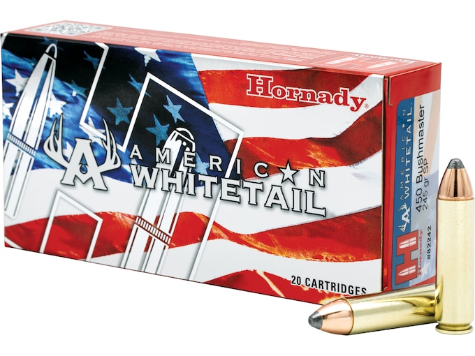 Hornady American Whitetail 450 Bushmaster Ammo 245 Grain Hornady Interlock Jacketed Soft Point 500round 1 Hornady American Whitetail 450 Bushmaster Ammo 245 Grain Hornady Interlock Jacketed Soft Point 500round for sale