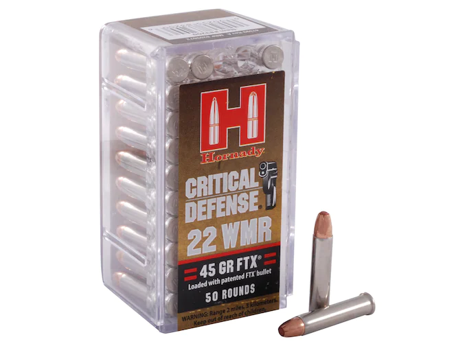 Hornady Critical Defense 22 Winchester Magnum Rimfire (WMR) Ammo 45 Grain Hornady FTX Polymer Tip 1 Hornady Critical Defense 22 Winchester Magnum Rimfire (WMR) Ammo 45 Grain Hornady FTX Polymer Tip for sale