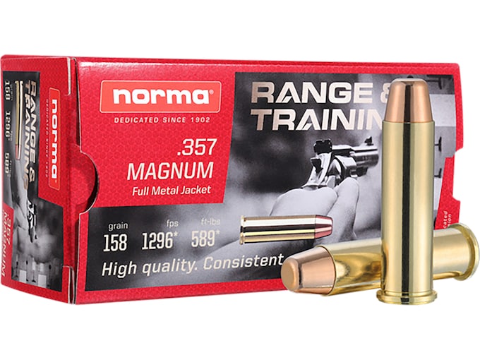 Norma Range & Training 357 Magnum Ammo 158 Grain Full Metal Jacket 500 rounds Norma Range & Training 357 Magnum Ammo 158 Grain Full Metal Jacket 500 rounds - 3 Gun Competition - Firearms Alabama