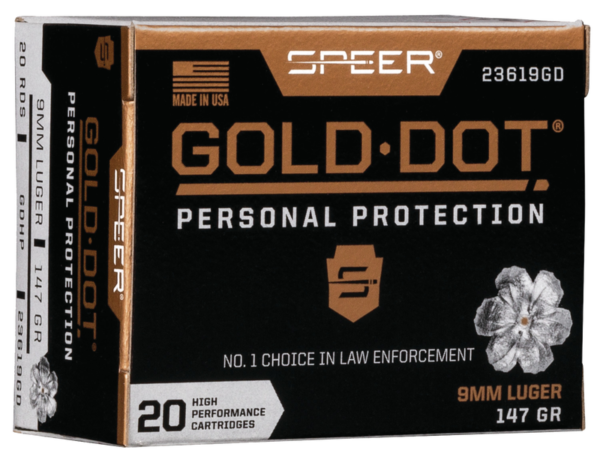 Speer Gold Dot Personal Protection Ammo 9mm 20-Rounds 147 Grain Hollow Point