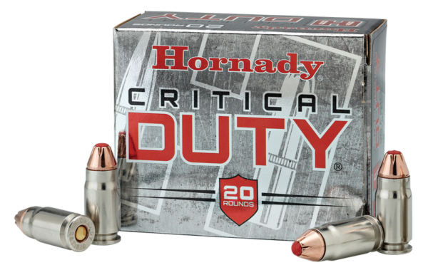 Hornady Critical Duty Nickel Plated Brass 9mm +P 135-Grain 25-Rounds FL