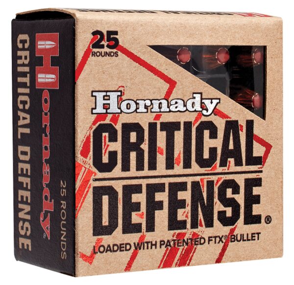 Hornady Critical Defense Brass 9mm 115 Grain 25-Rounds FTX