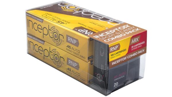 Inceptor Sport/Carry Combo Pack .45 ACP Ammunition 120 Total Rounds 135 Grain RNP