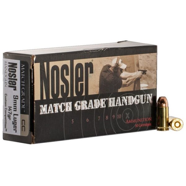 Nosler Match Grade Handgun 9mm 147 Grain 50-Rounds