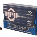 PPU PPR9.21 Handgun 115 Grain 9mm Luger 50 Rounds Jacketed Hollow Point