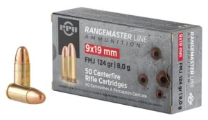 PPU Rangemaster Brass 9mm 124-Grain 50-Rounds FMJ