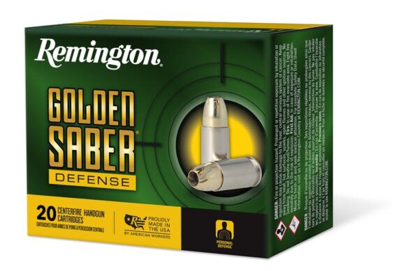 Remington Golden Saber Defense Brass 9mm +P 124-Grain 20-Rounds BJHP