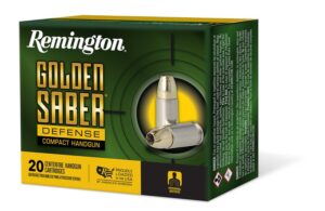 Remington Golden Saber Defense Handgun Ammo Brass 9mm 124-Grain 20-Rounds BJHP