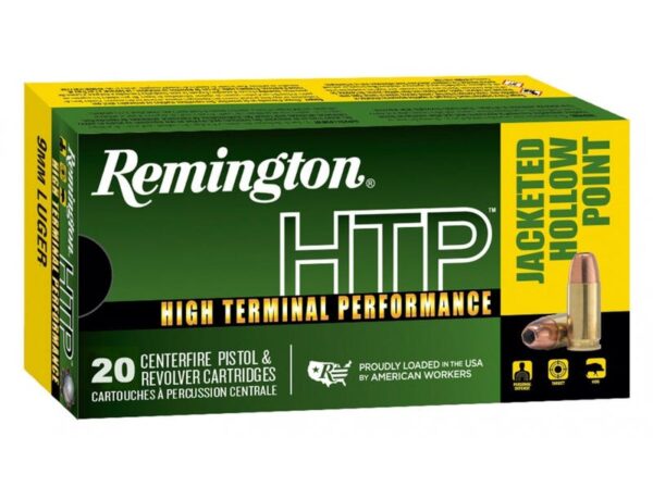 Remington HTP Pistol Ammo 9mm 147-Grain 20-Rounds JHP